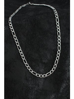 Inure Jewelry 316L Çelik Kalın Figaro Zincir Model Gümüş Renk Erkek Kolye