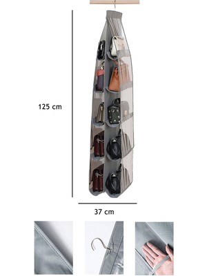 Helen's Home 10 Cepli Dolap Içi Çanta ve Ayakkabı Düzenleyici Geniş Hacimli Şeffaf Pencereli Organizer 125CMX37CM