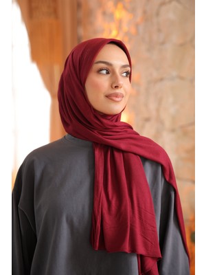 İmaj Butik Bordo Helen Önü Süngerli Pratik Penye Şal
