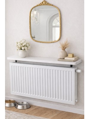 Rozbo Oval Kesim Petek Üstü Uçan Raf Dresuar Kalorifer Peteği Rafı Kitaplık 80 x 18 cm Beyaz