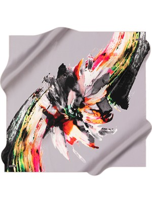 Aker Fırça Desenli 90X90 Ipek Krep Saten Eşarp