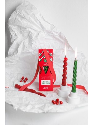 PremiumPort Yılbaşı Temalı 3'lü Şamdan Mumu Seti, Şık ve Sıcak Atmosfer Için