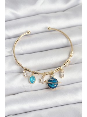 Eco Lounge Gezegen Charmlı Gold Renk Pirinç Kadın Bileklik