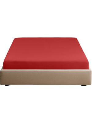 Sabia Soft Touch %100 Pamuk 62 Tel – 140X200 +37 cm Yüksekliğe Kadar Uygun Çift Kişilik Lastikli Çarşaf Kırmızı