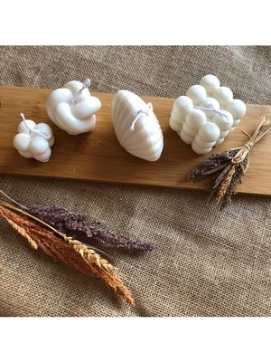 PremiumPort Kare Bubble Istiridye Düğüm Minik Bubble Mum Silikon Kalıp Seti 4'lü