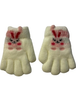 Linotti Kız Çocuk Polar Astarlı Kışlık Eldiven – Sevimli Tavşan Desenli 3-6 Yaş
