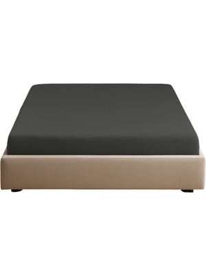 Sabia Soft Touch %100 Pamuk 62 Tel – 150X200 +37 cm Yüksekliğe Kadar Uygun Çift Kişilik Lastikli Çarşaf Antrasit
