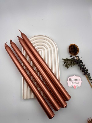 PremiumPort Şamdan Mumu Seti, Metalik Bronz Rose, Dekoratif, Şık ve Zarif Tasarım