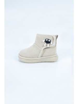 Aktaş Ayakkabı Bebek Unisex Bej Su Geçirmez Içi Yünlü Işıklı Cırtlı Bot
