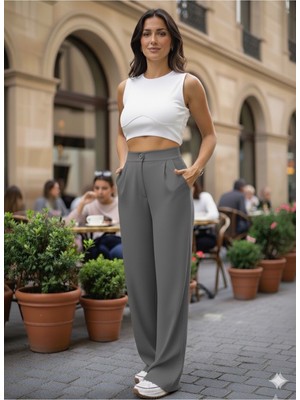 Eceylül Moda Scuba Krep Önü Pileli Palazzo Pantolon(Kısa Süreliğine Lansman Fiyatı)