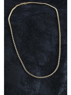 Inure Jewelry 316L Çelik Örme Zincir Model Gold Renk Erkek Kolye