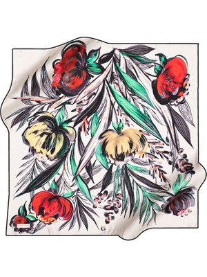 Pierre Cardin Çiçek Desenli Ipek Krep Saten Eşarp