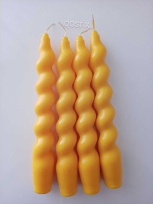 PremiumPort 4’lü Sarı Italyan Burgulu Mum Seti, Doğal Kokulu Spiral Çubuklar