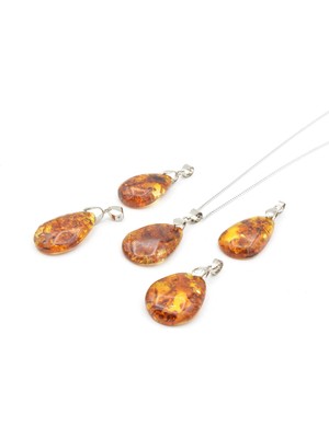 Murty99 Orijinal Doğal Fosilli Damla Kehribar Kolye Ucu 001