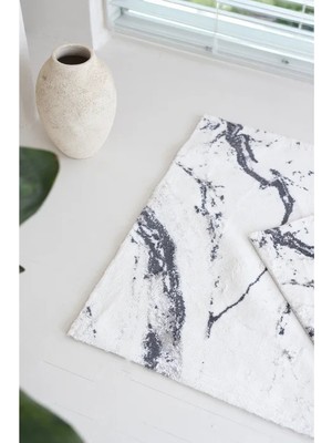 Empressco Yumuşak Pamuk Banyo Paspası Takımı 2'li Kahverengi ve Gri Renkli Desenli 40X60 60X90