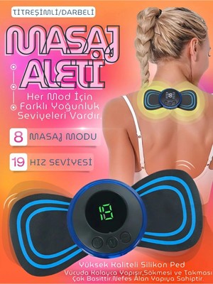 Eco Lounge Kelebek Masaj Aleti Bel Sırt Bacak Kol Titreşimli Masaj Pedi Şarjlı 8 Modlu Vücut Tens Cihazı