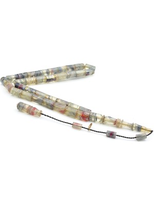 Murty99 Hakan Turan Imzalı Kesme Model Kırmızı Gri Sıkma Kehribar Tesbih