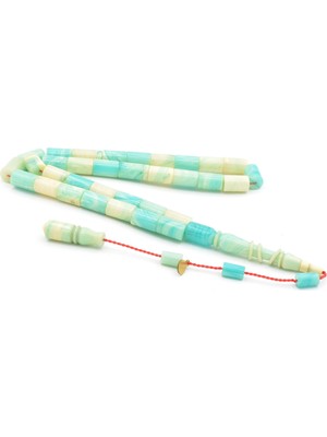 Murty99 Hakan Turan Imzalı Kesme Model Mavi Beyaz Sıkma Kehribar Tesbih