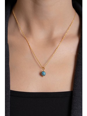 Bayar Gold 14 Ayar Altın Kafesli Firuze Kolye