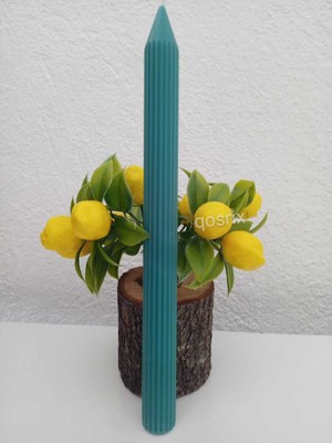 PremiumPort Petrol Yeşili Şamdan Soya Mumu, Vanilya Kokulu, Uzun Çubuk, Konik Tasarım