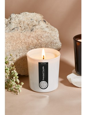 PremiumPort Şeffaf Cam Tasarım Kokulu Beyaz Mum, Sıcak ve Huzurlu Atmosfer Için