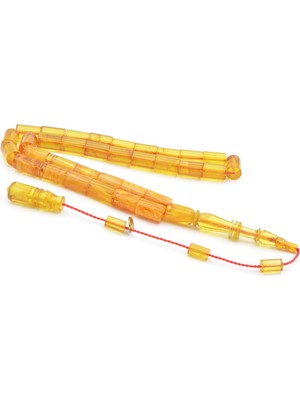 Murty99 Hakan Turan Imzalı Kesme Model Hareli Sarı Sıkma Kehribar Tesbih