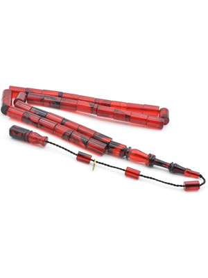 Murty99 Hakan Turan Imzalı Kesme Model Siyah Kırmızı Sıkma Kehribar Tesbih