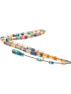 Murty99 Hakan Turan Imzalı Kesme Model Kırmızı Mavi Sıkma Kehribar Tesbih