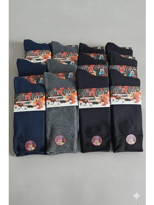 Dündar Plus; Pamuk Havlu Thermal Erkek Çorap; Dikişsiz/soft Yıkama/kokulu; Asorti, 12'li Kutu; 40-44