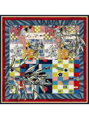 Aker Renkli 100X100 Omuz Şalı