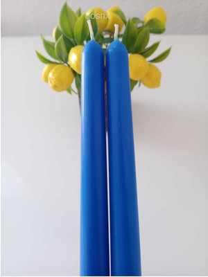 PremiumPort Iki Parça Mavi Soya Mum Seti, Doğal Pudra Kokulu, Uzun Çubuk, Dekoratif