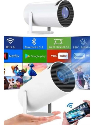 Mestore Sinema Projektörü Android HDMI USB Wifi Ses Çıkışlı Ayaklı Projeksiyon Taşınabilir