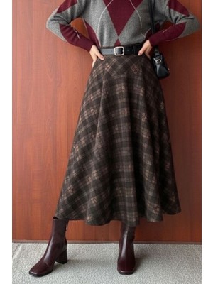 İlkimay.com Ekose Desenli Etek 1678 - Siyah