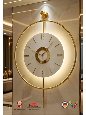 PremiumPort Modern Metal Duvar Saati, Büyük Boy 50X75CM, 3 Pil Dahil