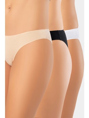 Türen Kadin Likrali Dikissiz 3'lü Pamuklu Bikini Külot