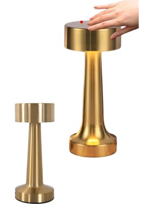 Mestore Altın Rengi Masa ve Gece Lambası Dokunmatik Şarjlı Masa Lambası