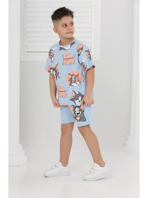 Buufuu Unisex Tom&jery Baskılı Kısa Kollu Şortlu Ikili Takım