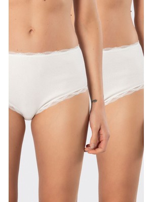 Türen Kadin Likrali Ribana Dantelli Yüksel Bel Külot 2'li Paket