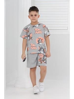 Buufuu Unisex Tom&jery Baskılı Kısa Kollu Şortlu Ikili Takım