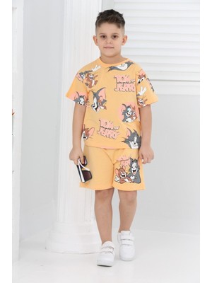 Buufuu Unisex Tom&jery Baskılı Kısa Kollu Şortlu Ikili Takım