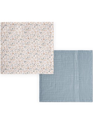 Cigit Ikili Müslin Ağız Bezi 25X25 cm Mint Yeşili,çiçek Baskılı