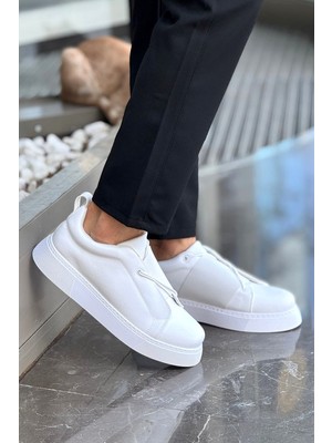 Zerenyus ZRC2603 - Premium Ipekyol Lastikli Tarz Erkek Ayakkabı Beyaz