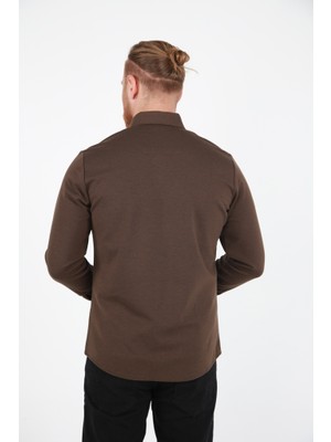 Brango Brg 13222 Likra Mevsimlik Gömlek/kahverengi/m