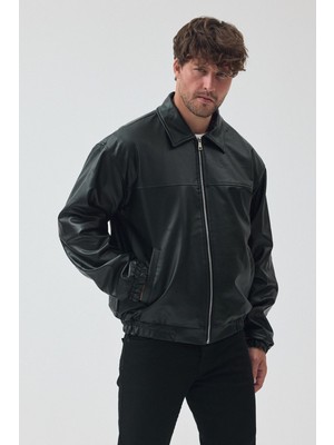 Baselco Unisex Vintage Oversize Deri Ceket Slim Fit Tasarım Suni Deri Malzeme ile Şık