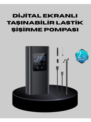 Mestore Taşınabilir 80W Kablosuz Lastik Şişirme Pompası Dijital Ekranlı