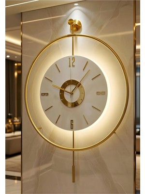 PremiumPort 50 cm Çap Metal Ledli Duvar Saati, Ultra Sessiz Quartz Mekanizma, 3 Pil Dahil