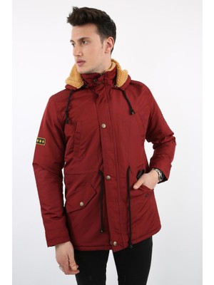 buğrahayalin Içi Kürklü Çıkmalı Kapşonlu Kalın Erkek Günlük Mont