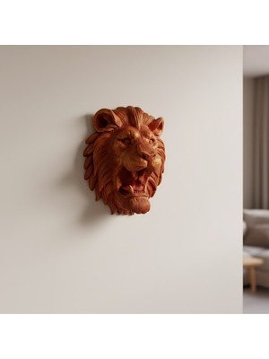Mestore Gold Kırmızı Aslan Duvar Dekoru Asılabilir Hediyelik 3D Heykel 20X21 cm