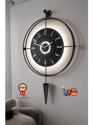 PremiumPort Modern Metal Duvar Saati, Kablosuz Pilli Led, Chakra Dizayn, Kırılmaz Tasarım