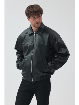 Baselco Unisex Oversize Basic Deri Ceket